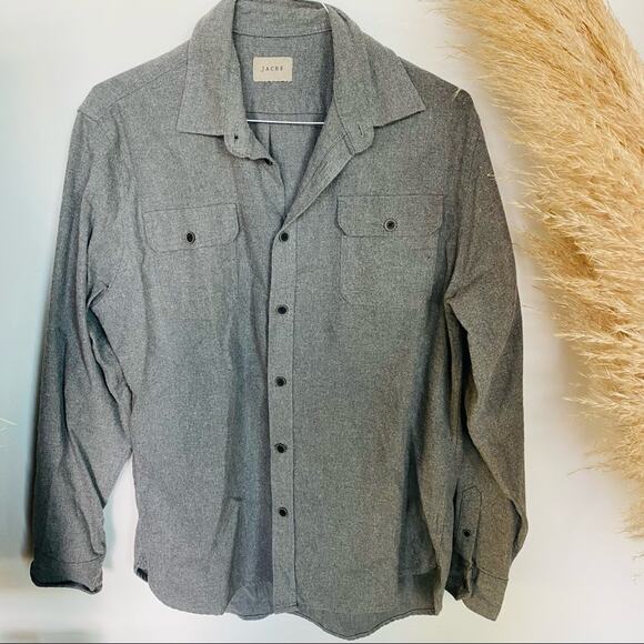 JACHS MENS Flannel Soft Grey Gray Button Down Front Shirt Jacket Shacket L - Picture 3 of 9